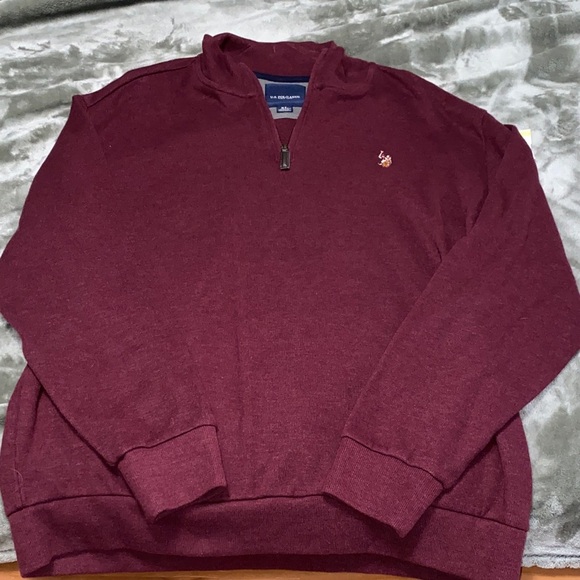 Men's Burgundy Half-Zip Sweater Polo Sweater - Picture 1 of 2